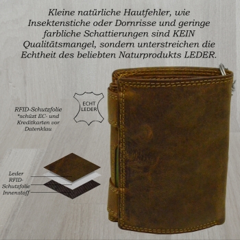 Wild Leder Portemonnaie mit Totenkopf und Hosenkette mit RFID Schutz
